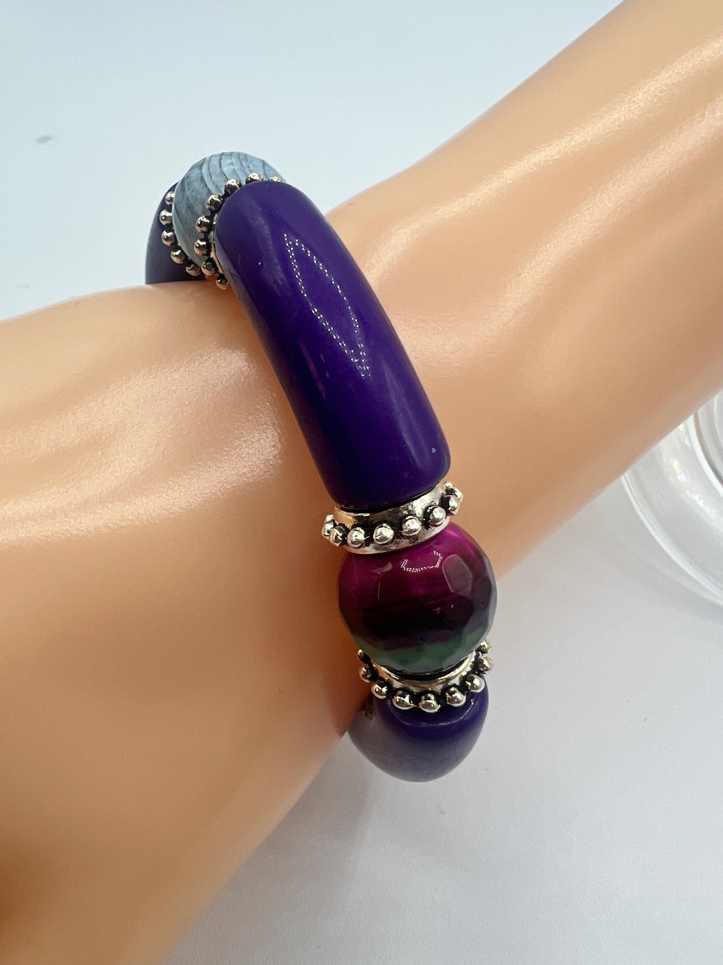 Gemstone Acrylic Bangle/Purple/ Firecracker Agate/ Carnival