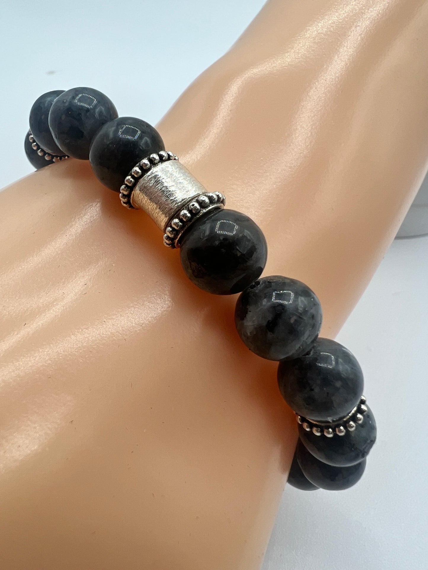 Gemstone Bracelet/ 10MM Black Labradorite (Larvikite)