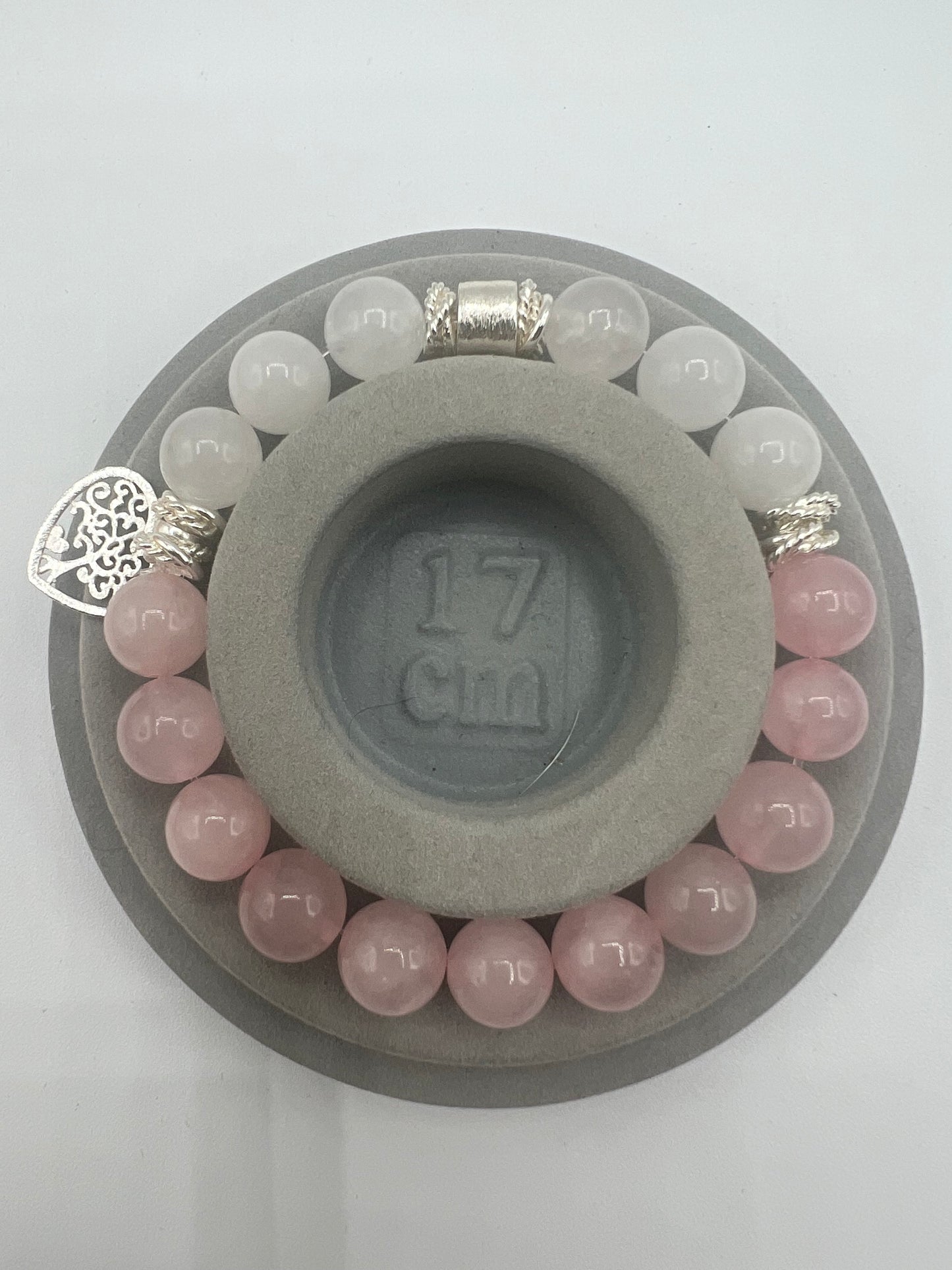 Gemstone Bracelet/Rose Quartz and White Jade