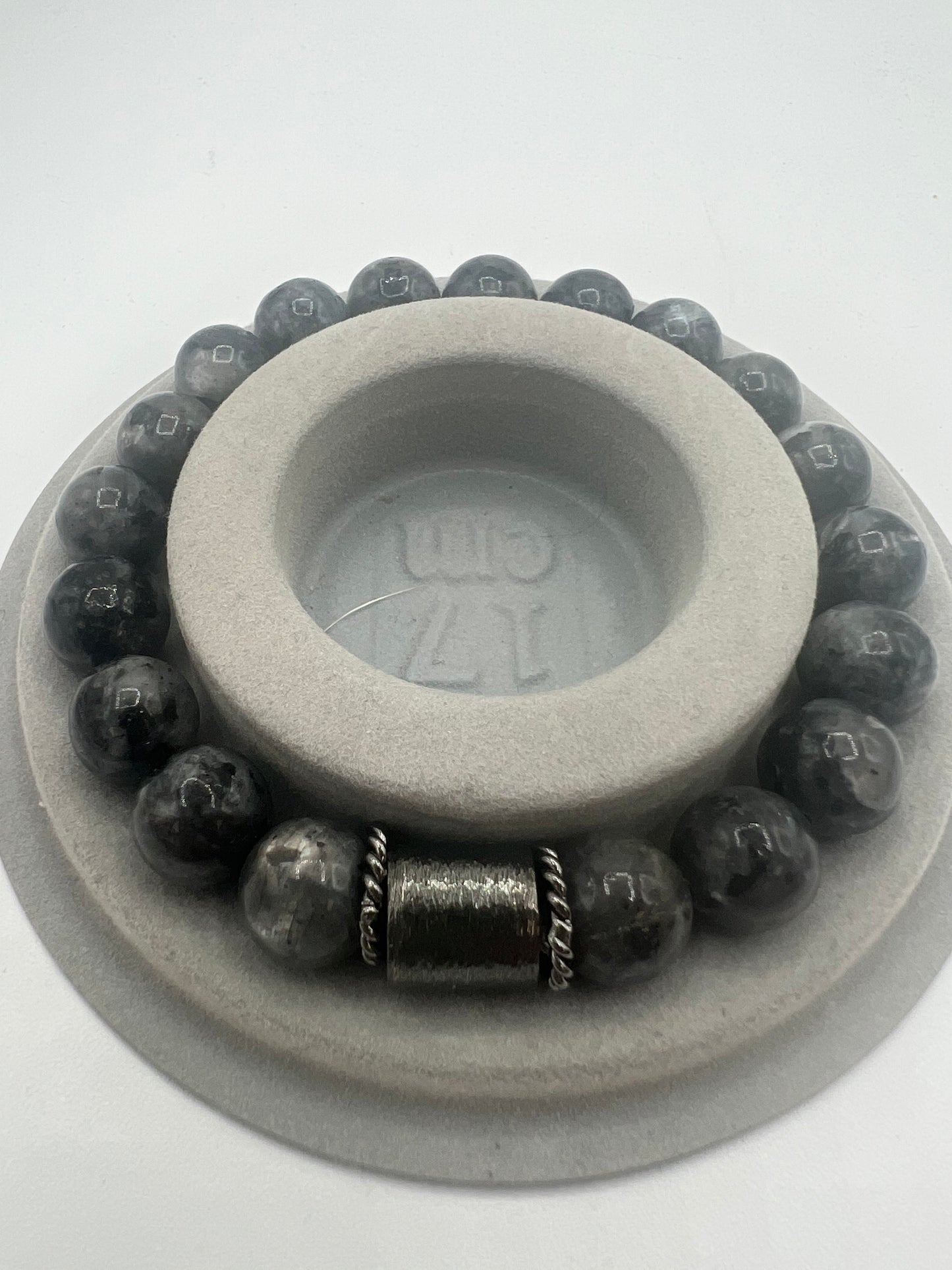 Men's Spiritual Gemstone Bracelet/ Larvikite (Black Labradorite)