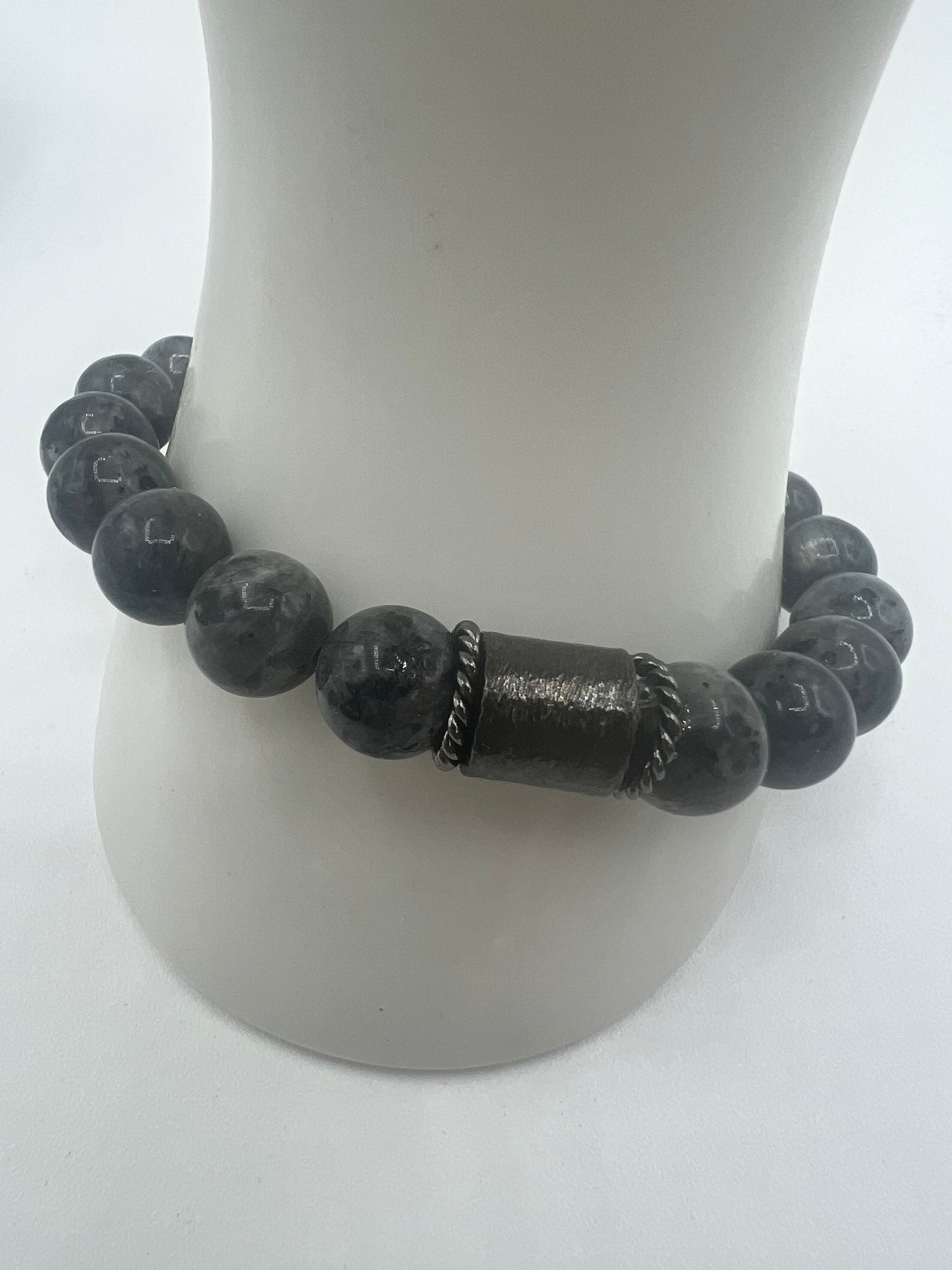 Men's Spiritual Gemstone Bracelet/ Larvikite (Black Labradorite)