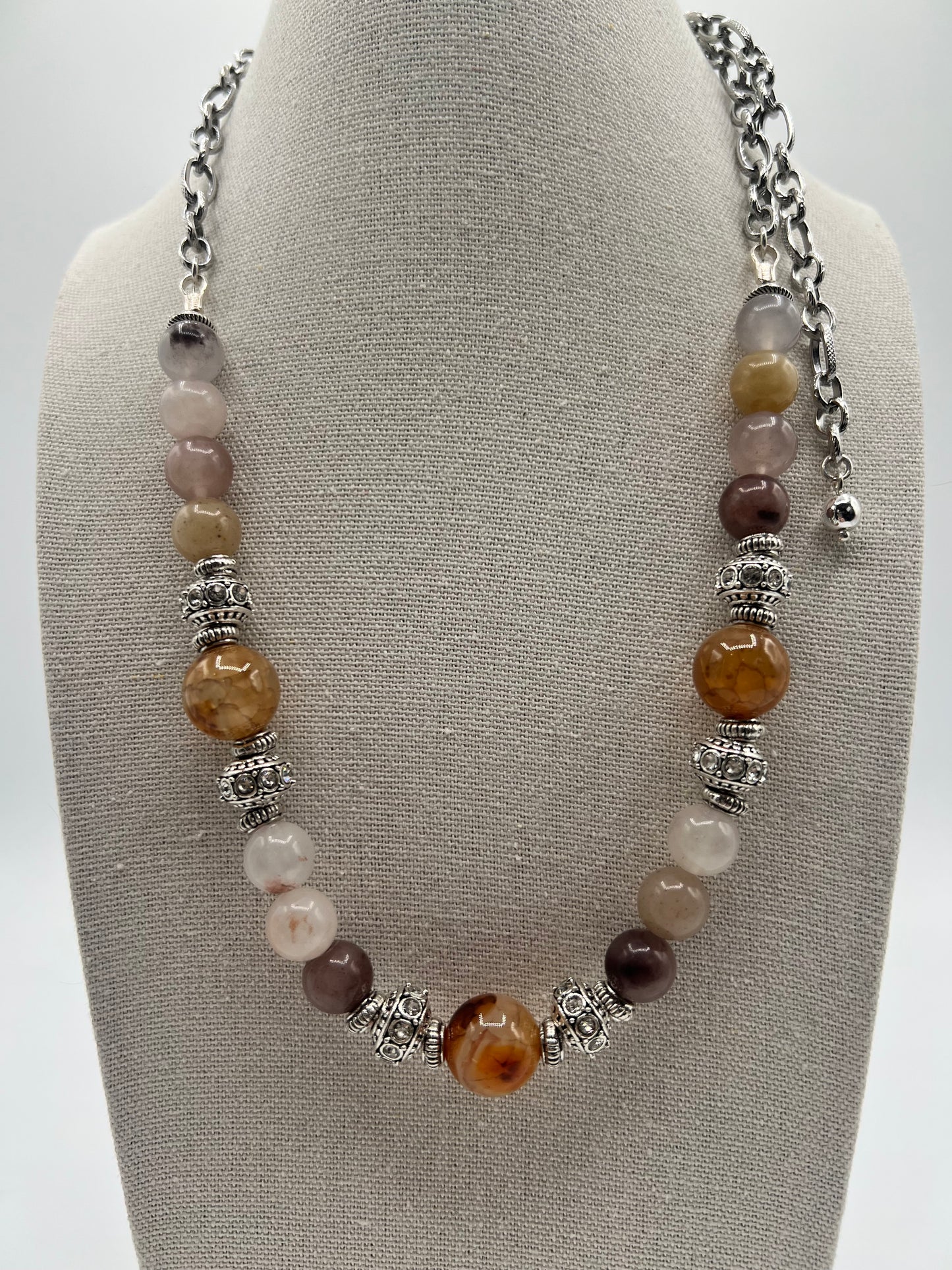 Gemstone Adjustable Necklace/ Citrine,Lavender Jade