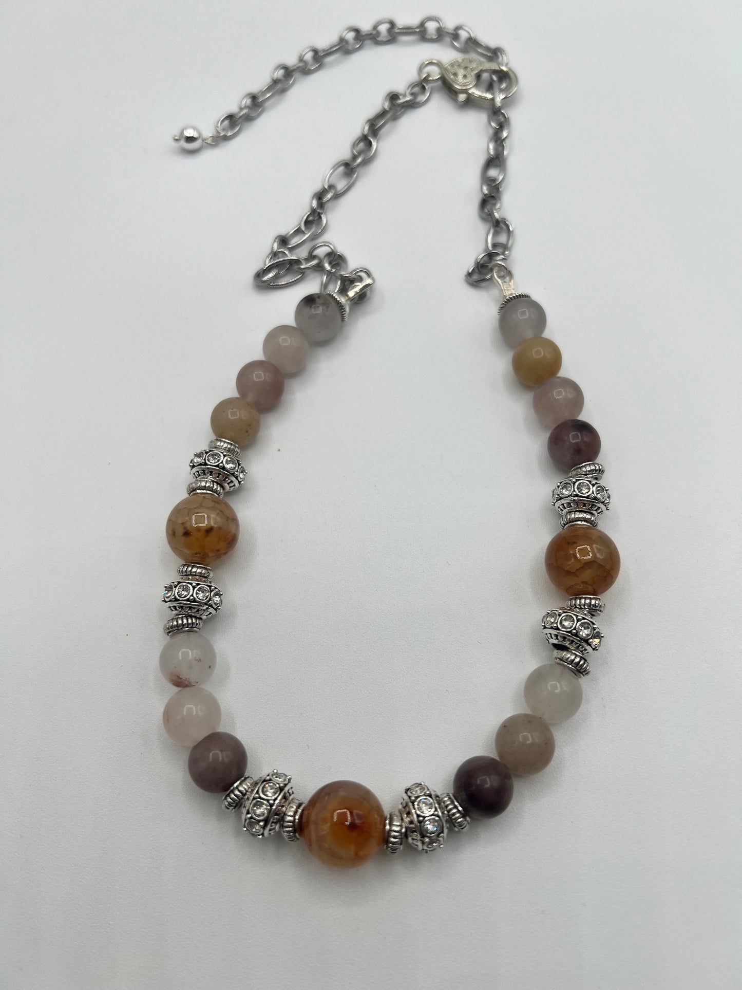 Gemstone Adjustable Necklace/ Citrine,Lavender Jade