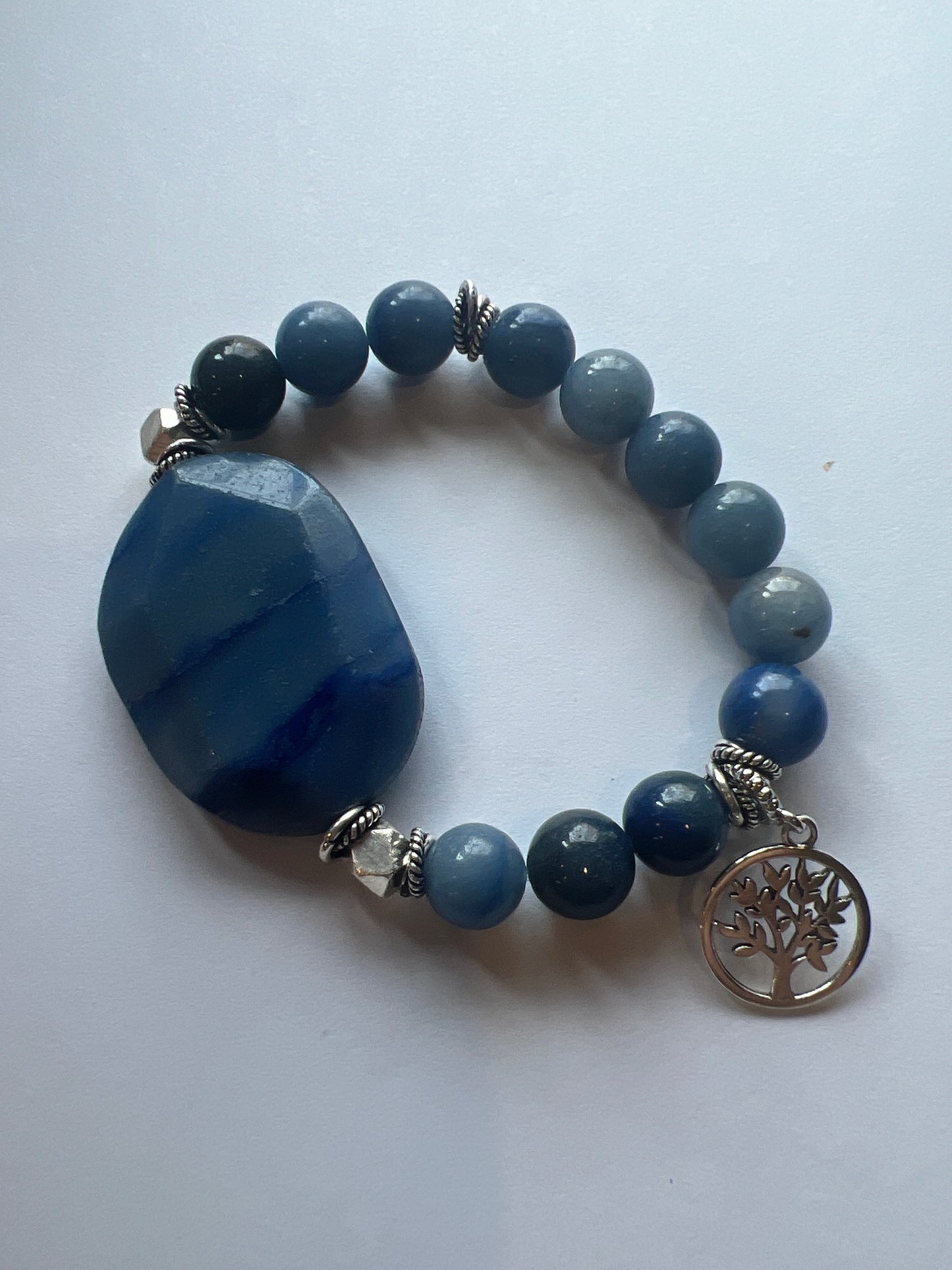 Gemstone Bracelet with Center Stone/ Sodalite