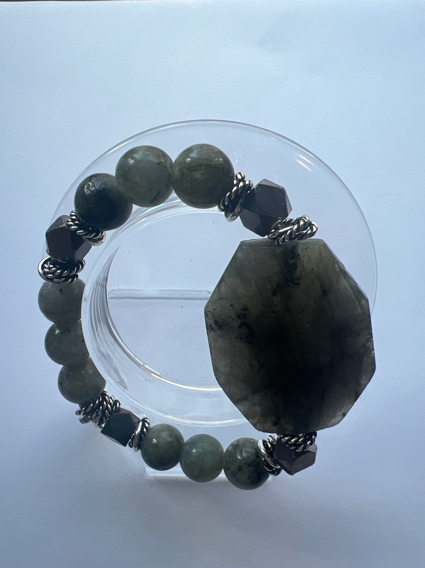 Gemstone Bracelet with Center Stone/ Labradorite