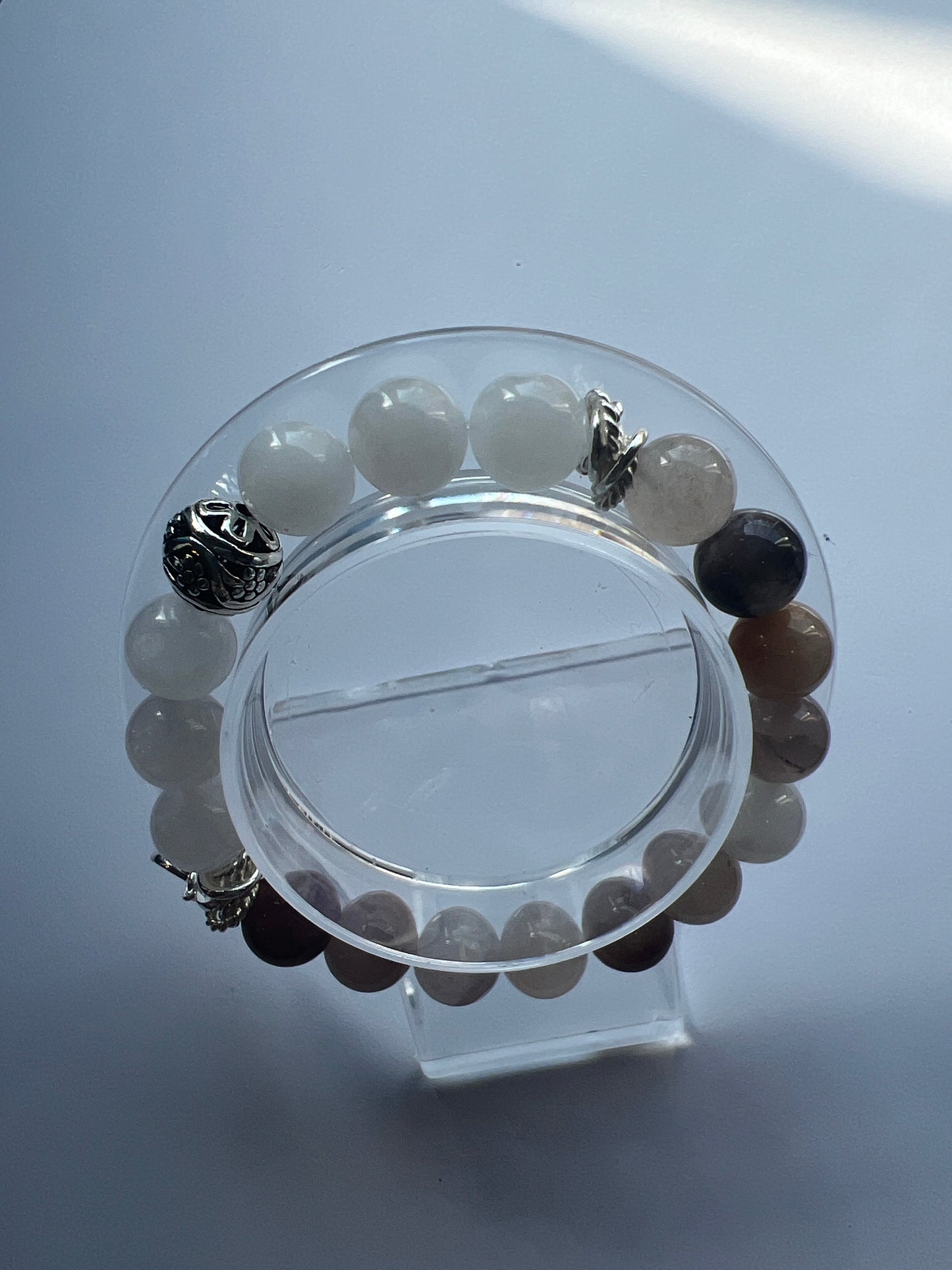 Gemstone Bracelet/white Jade and Violet Jade