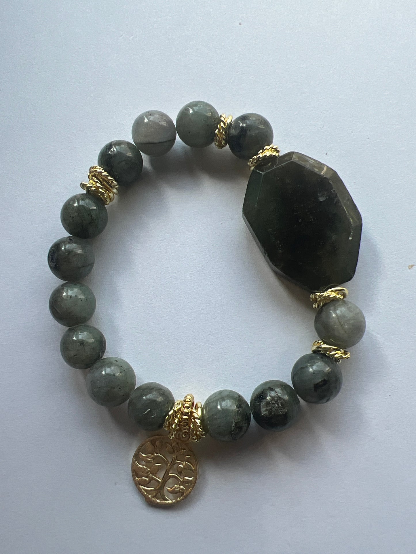 Gemstone Bracelet with Center Stone/Jade