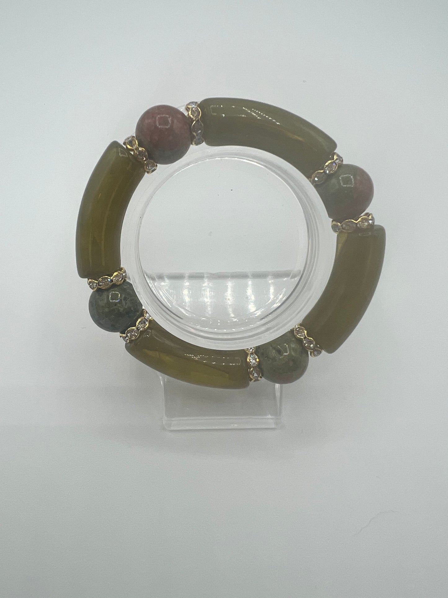 Gemstone Acrylic Bangle Olive with Unakite