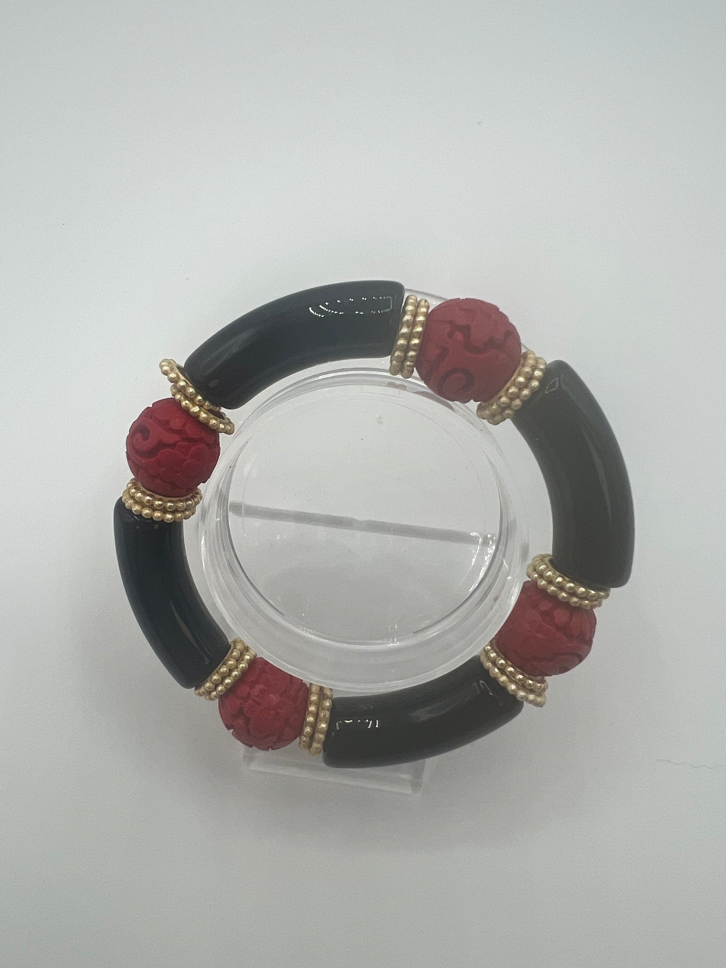 Gemstone Acrylic Bangle Black with Cinnabar