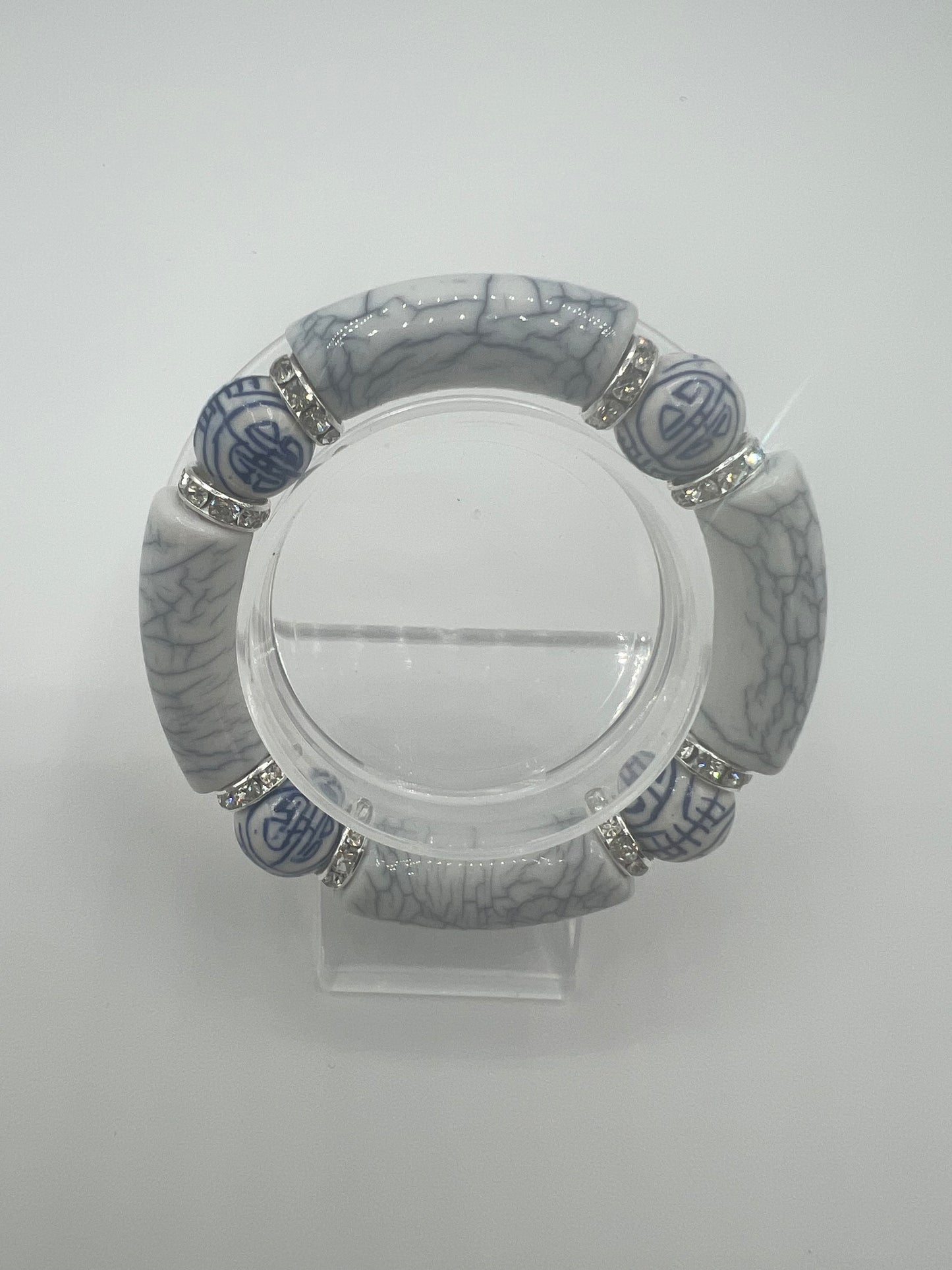 Gemstone Acrylic Bangle Porcelain Calligraphy