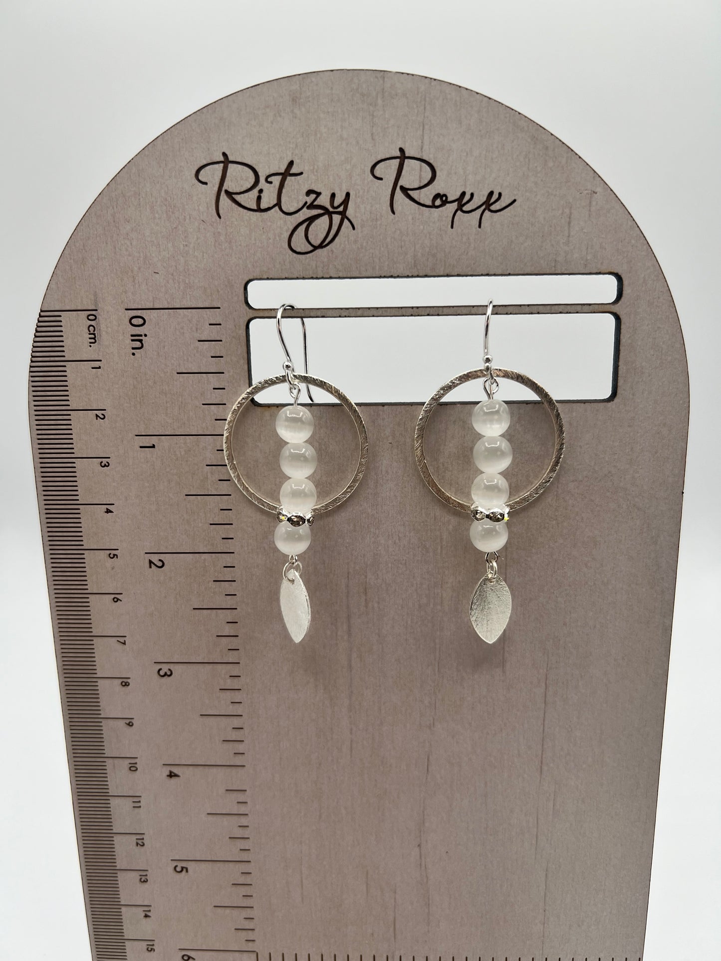 Silver Hoop with Stacked White Gemstones