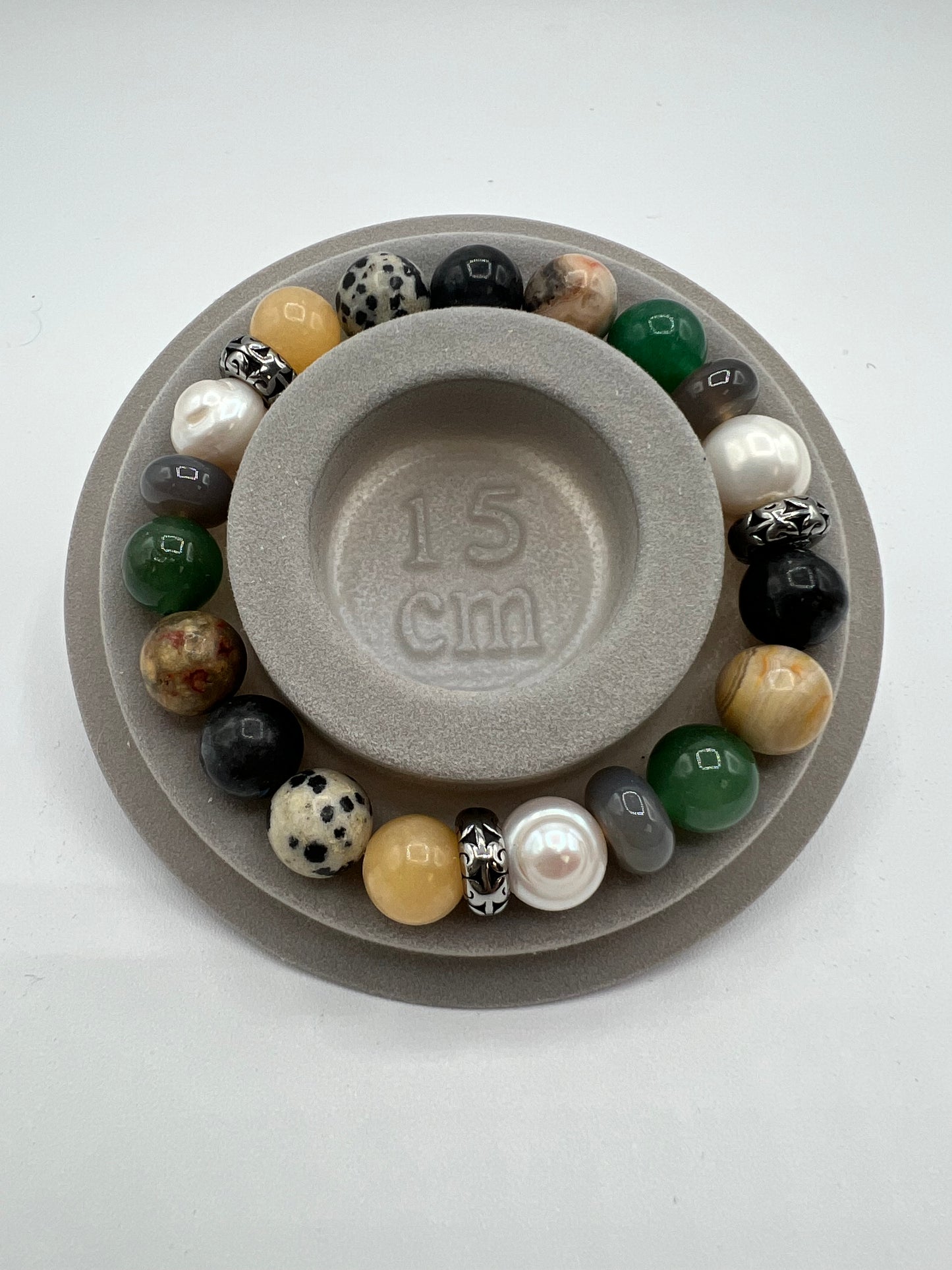 Mixed Gemstone Bracelet with Stainless Steel Beads and Fresh Water Pearls