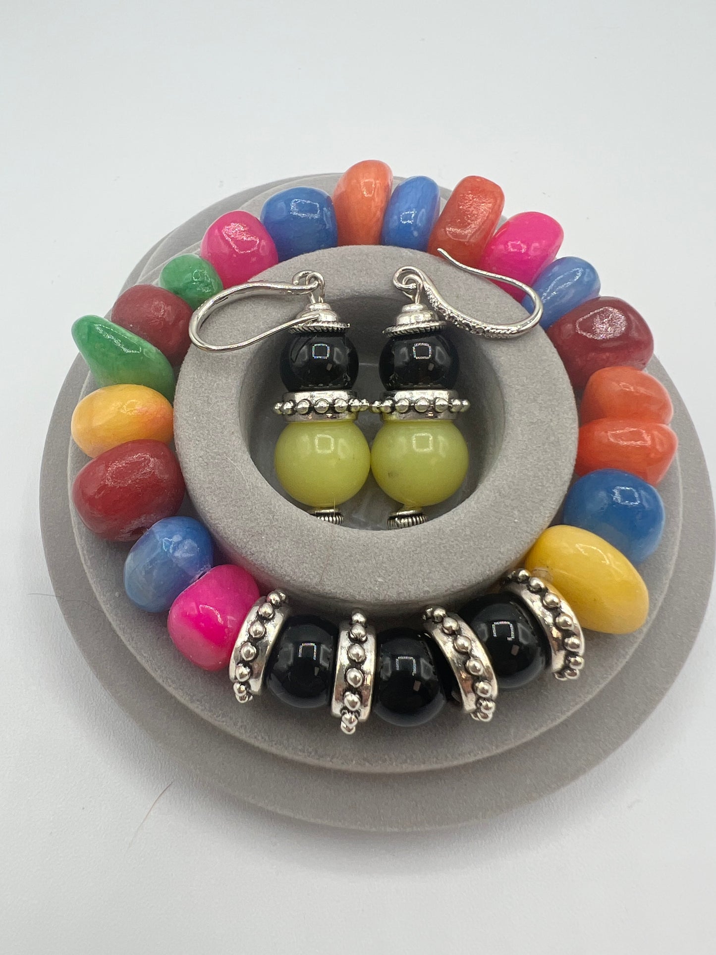 Gemstone Adjustable Necklace/ Dyed Jade Nuggets