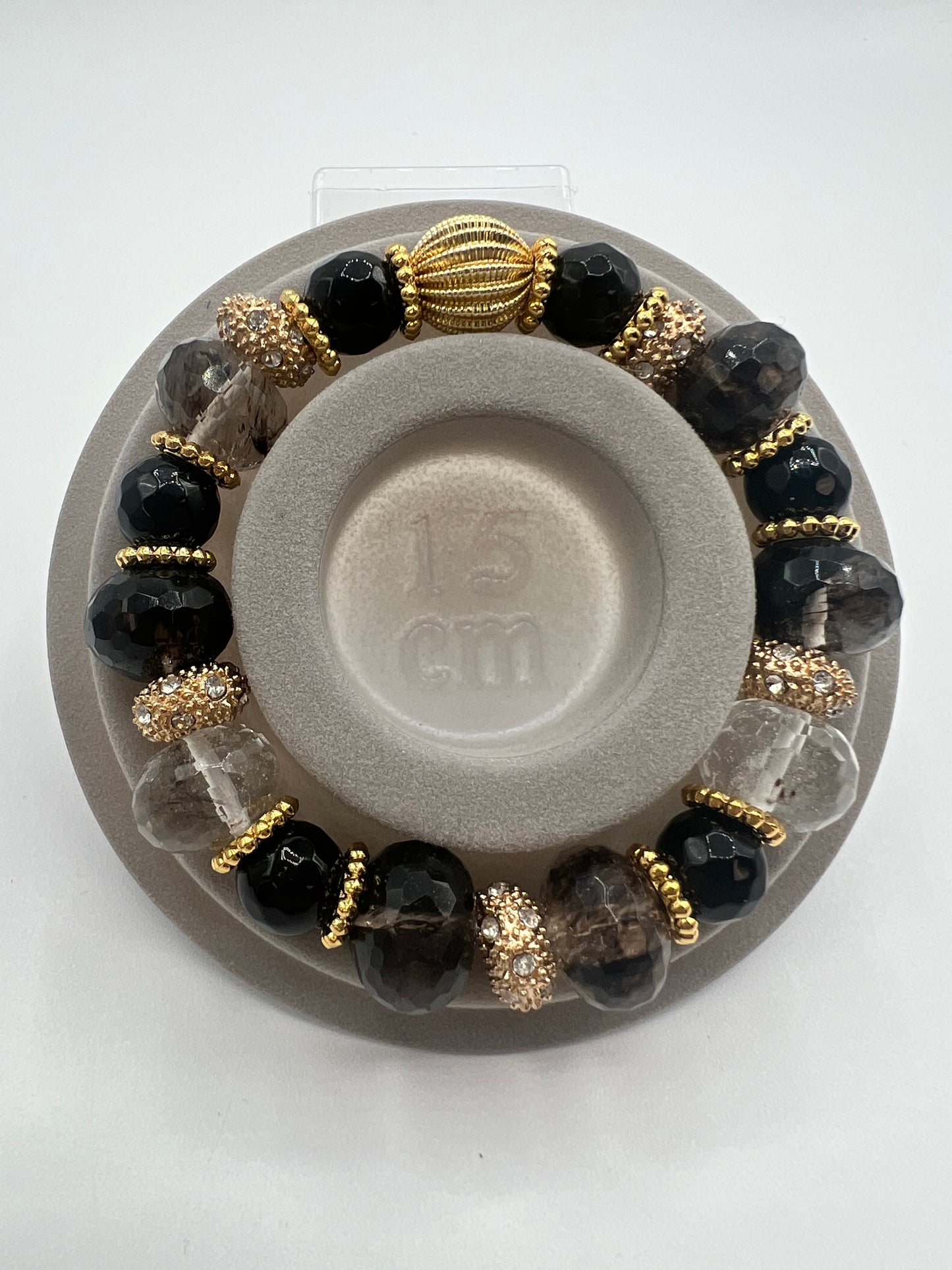 Gemstone Beaded Bracelet/10-12 MM Vintage Rutilated Quartz with Gold Accents