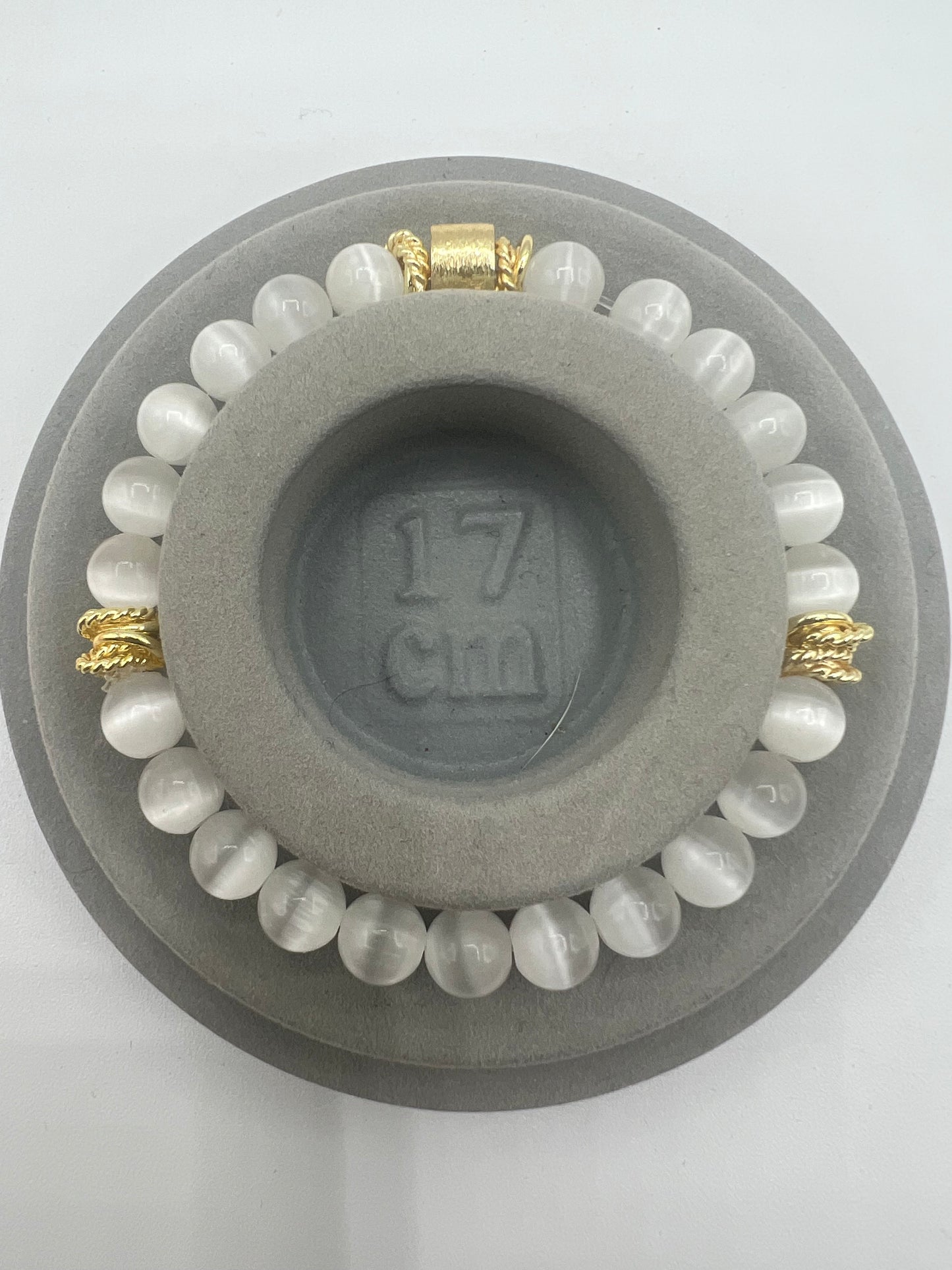 Gemstone Bracelet/  White Cat's Eye