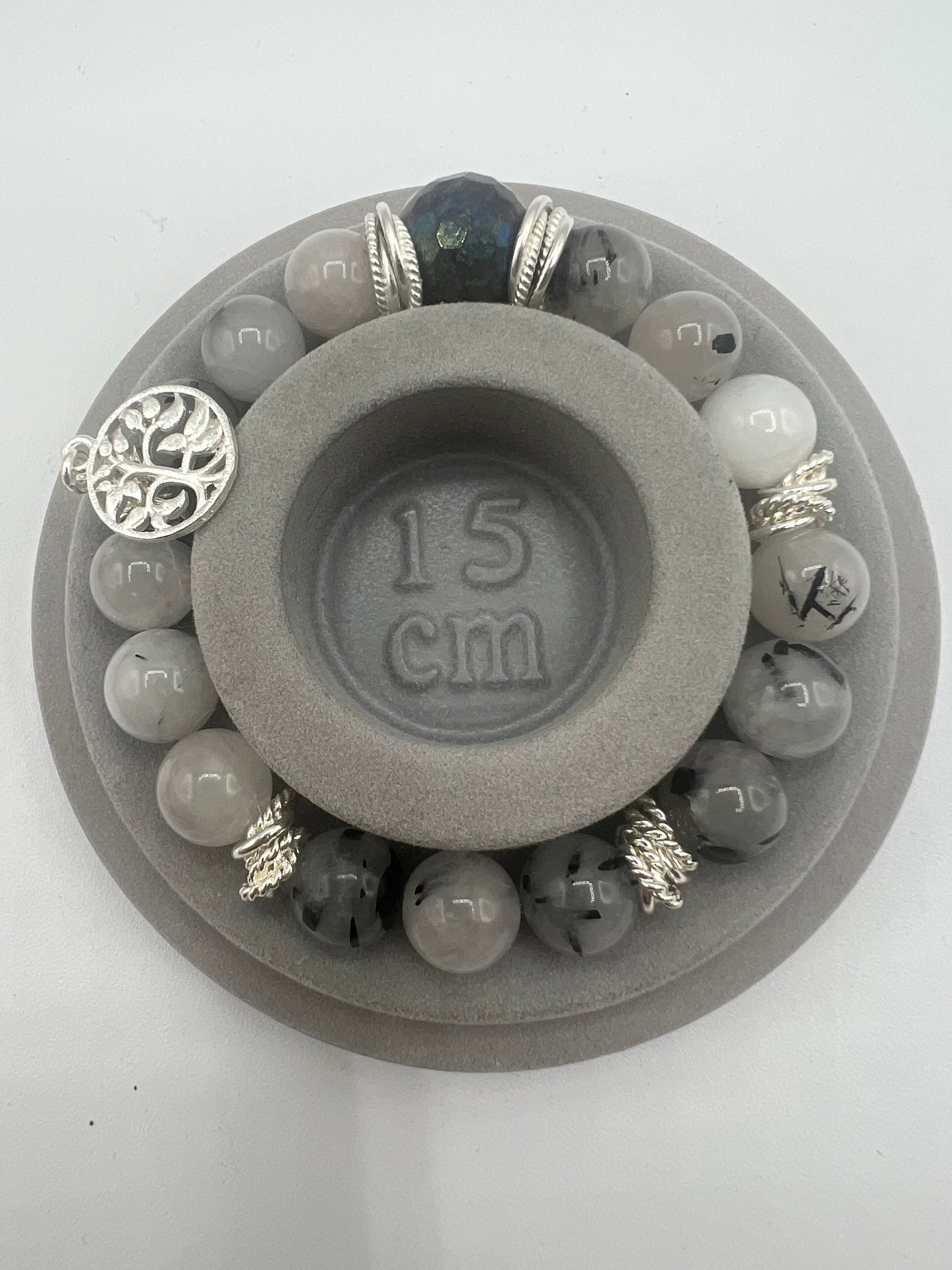 Gemstone Bracelet/Black Rutilated Quartz/ Labradorite