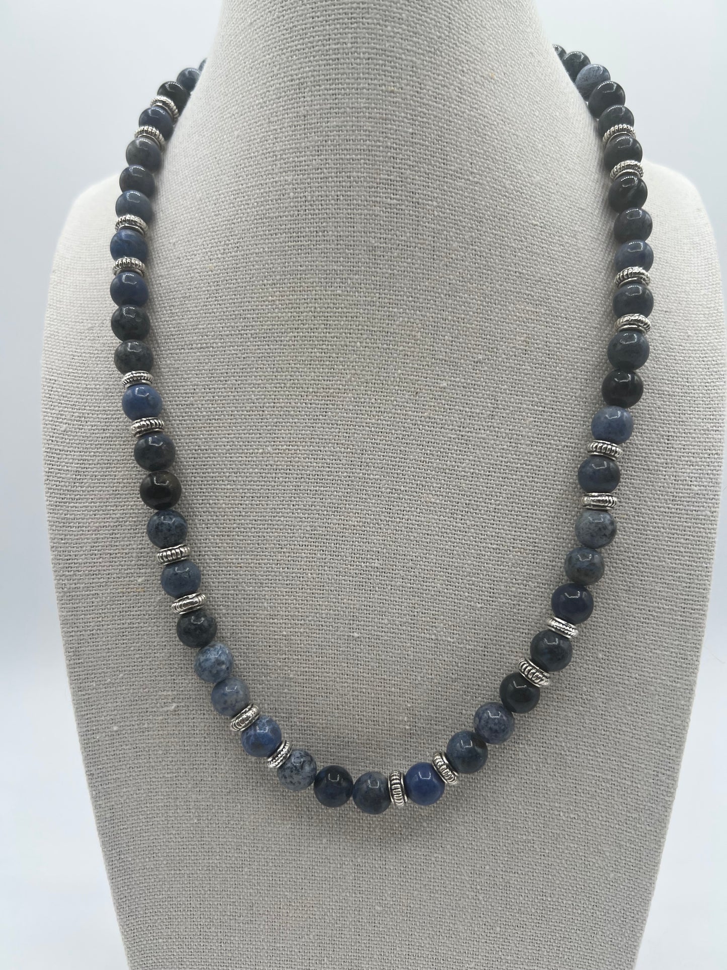 Gemstone Key Chain Necklace/Sodalite, Silver