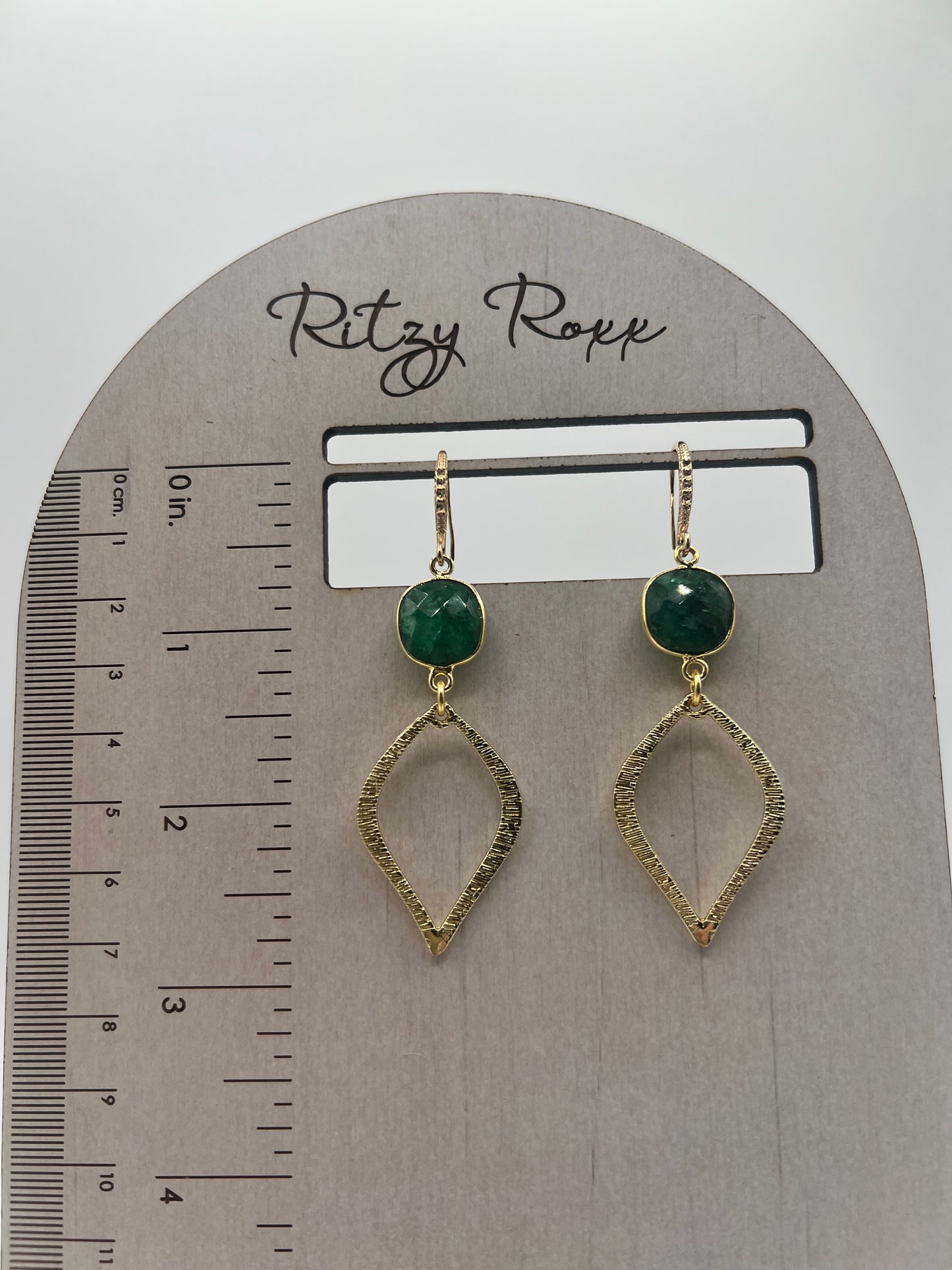 GEmstone Earring/ Emerald Cushion Cut, Marquise, Gold