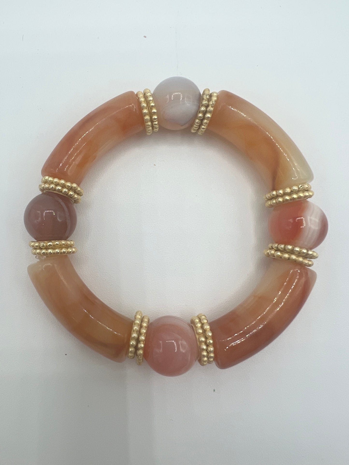 Gemstone Acrylic Bangle/ Orange Marble, Firecracker Agate