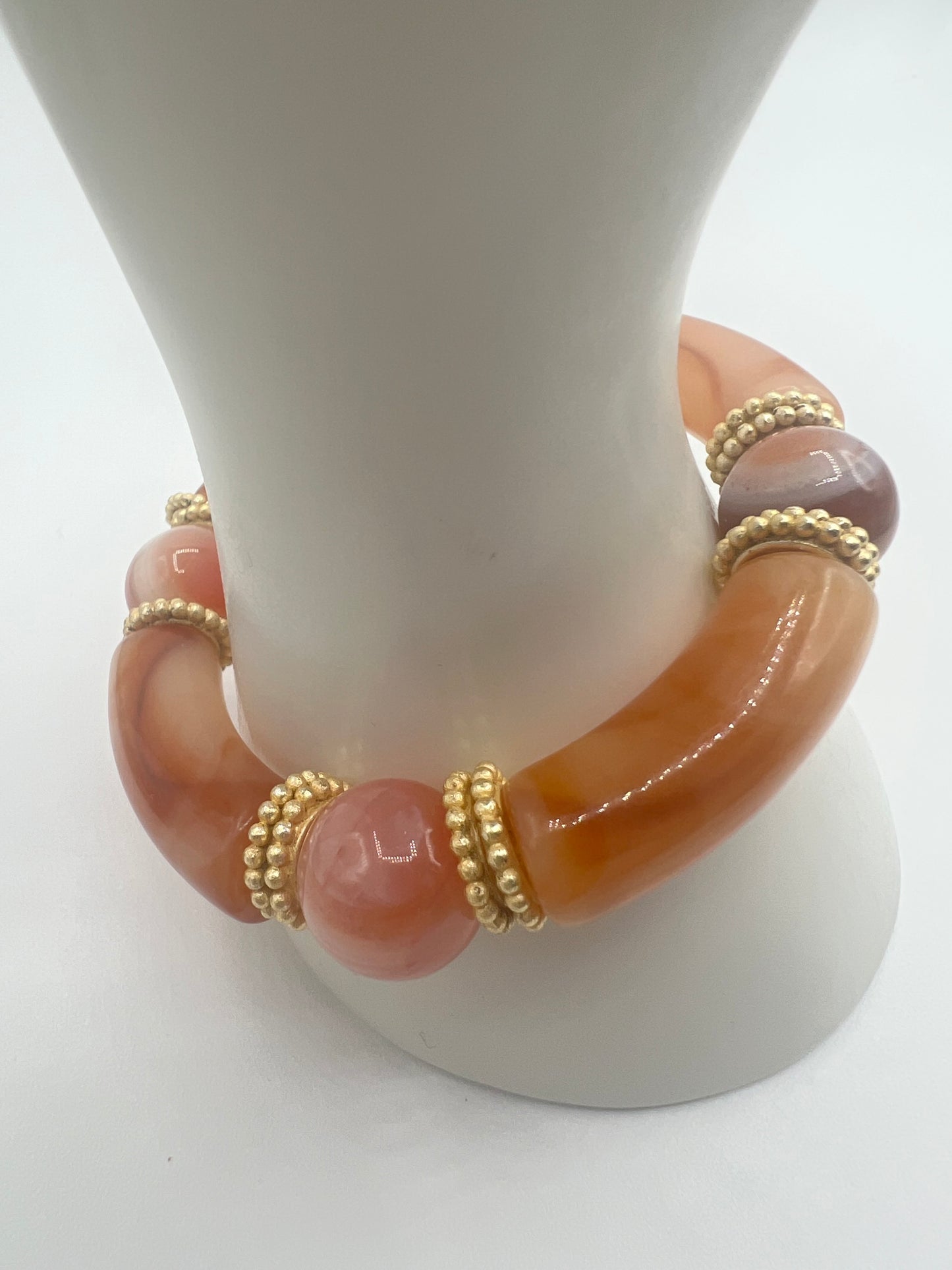 Gemstone Acrylic Bangle/ Orange Marble, Firecracker Agate