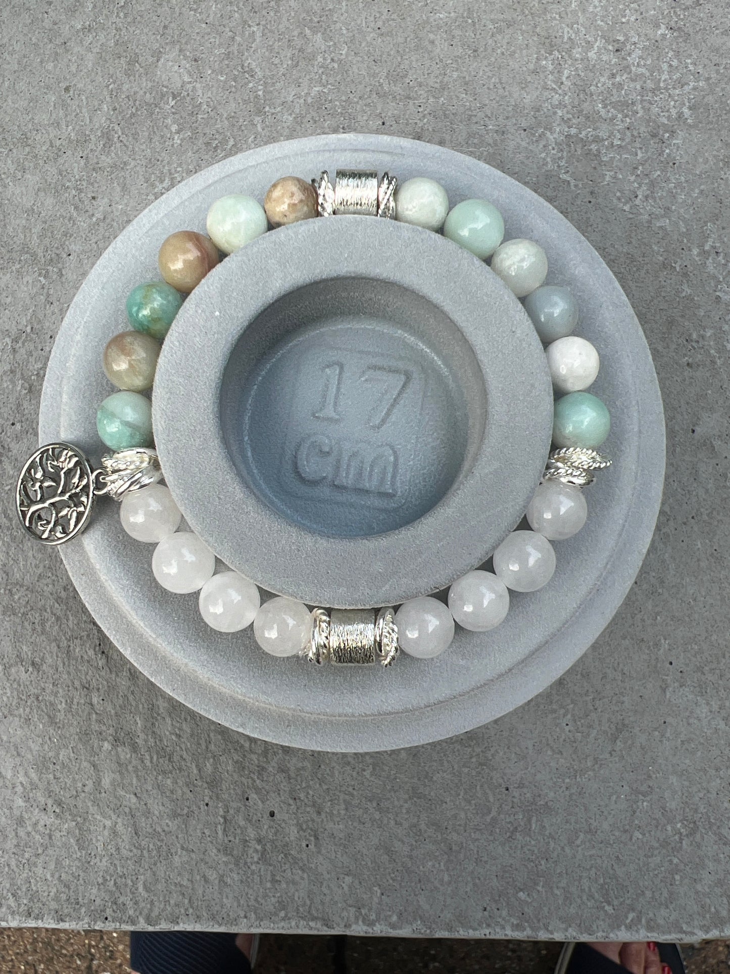 Gemstone Bracelet with Amazonite and White Jade