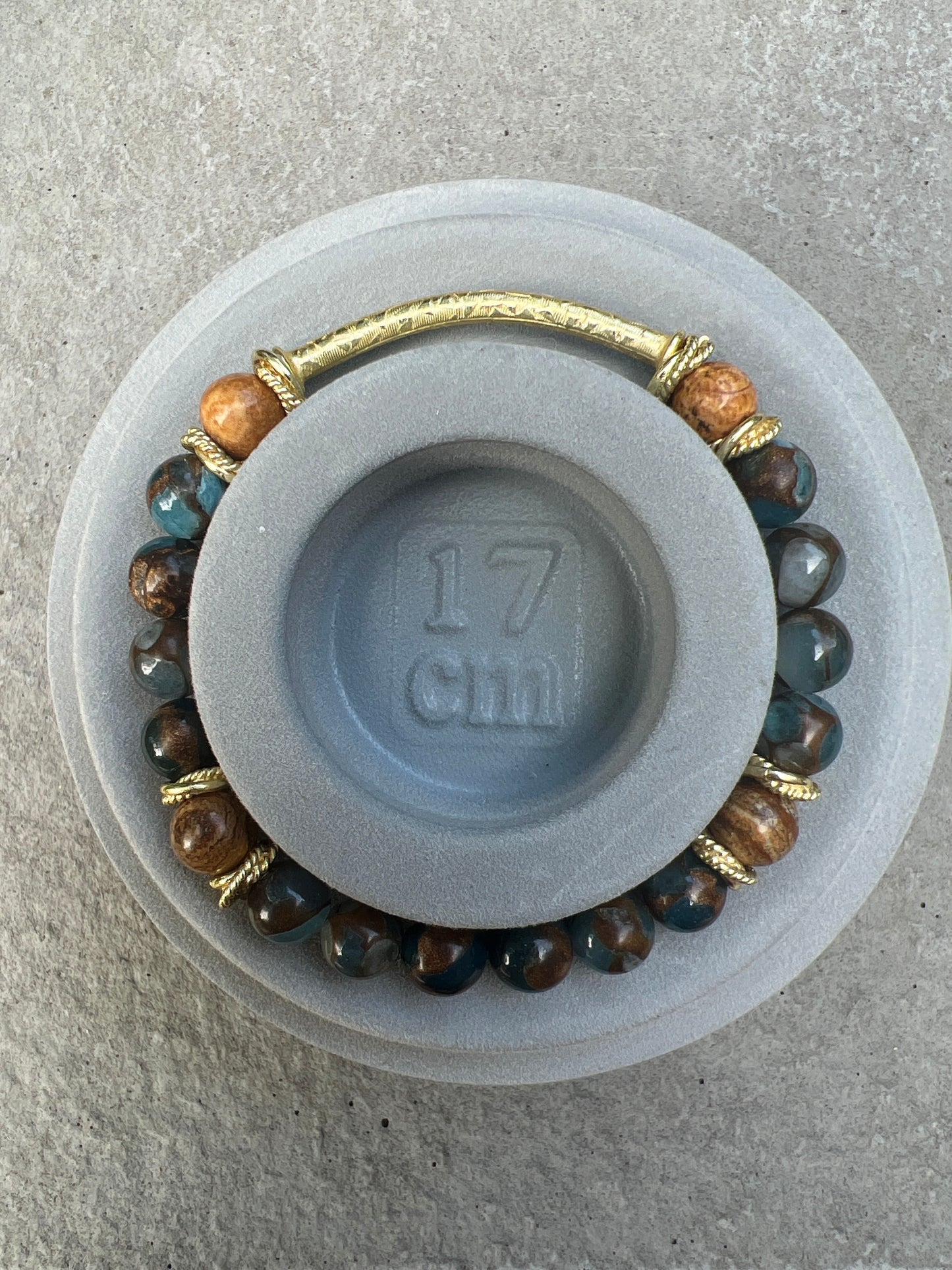 Gemstone Bracelet with Golden Aqua Jasper with gold accents