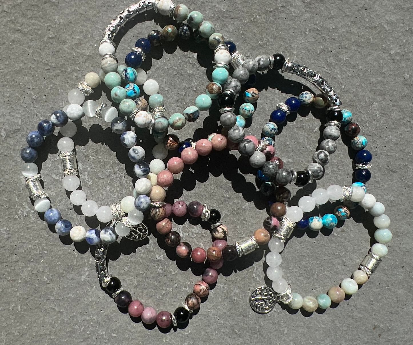 Gemstone Bracelet with Bamboo Agate/Brushed Gold  Accent