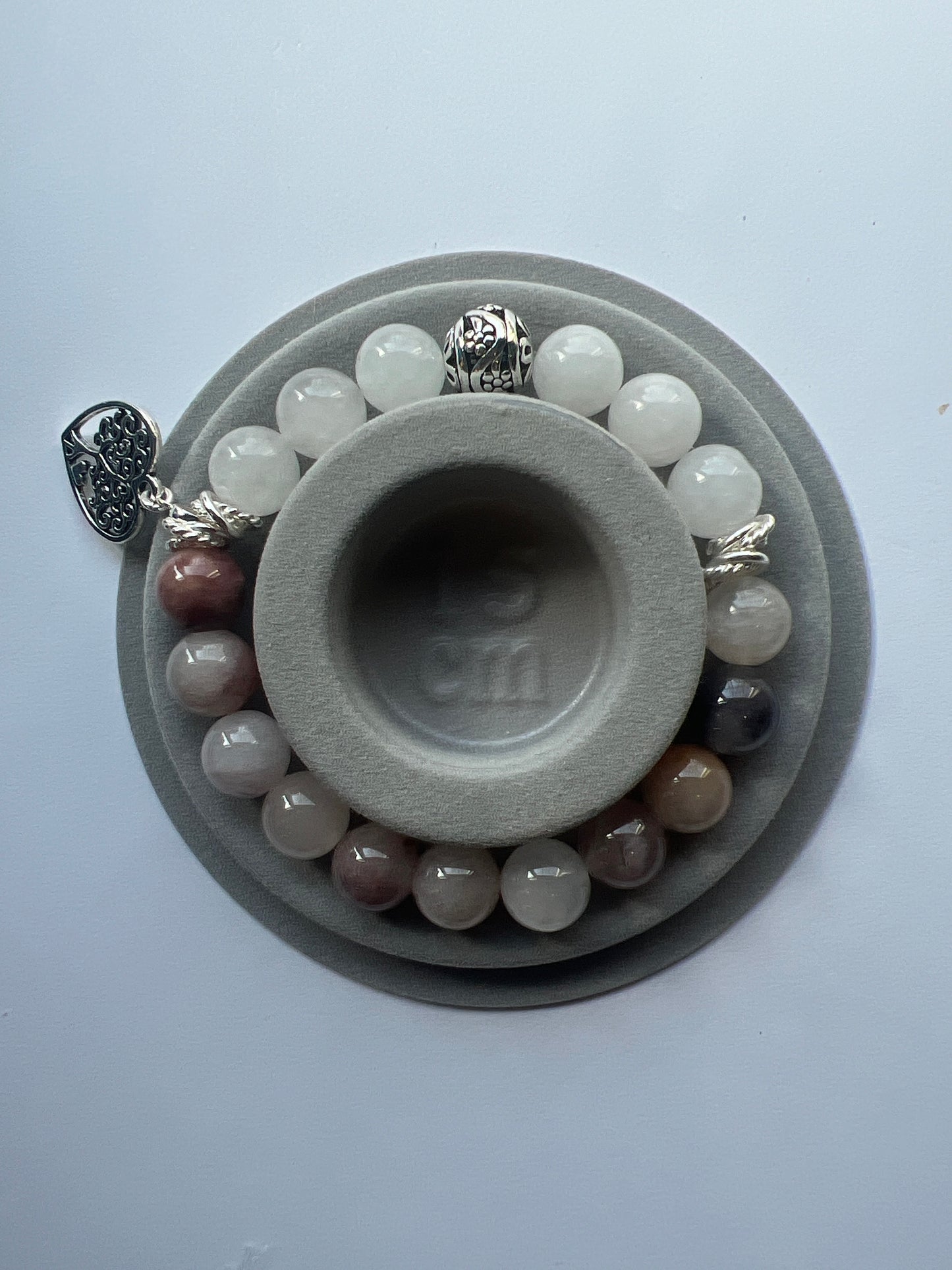 Gemstone Bracelet/white Jade and Violet Jade