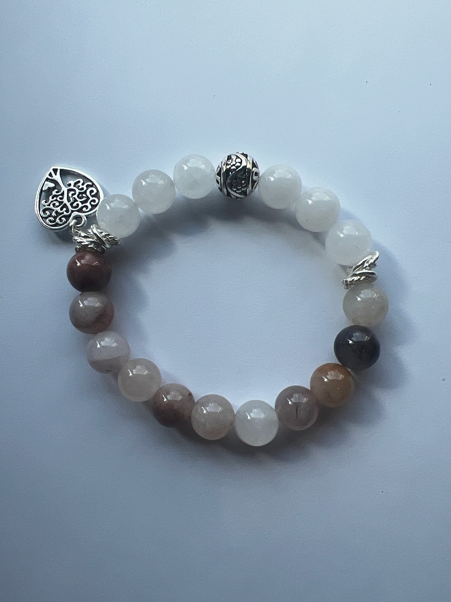 Gemstone Bracelet/white Jade and Violet Jade