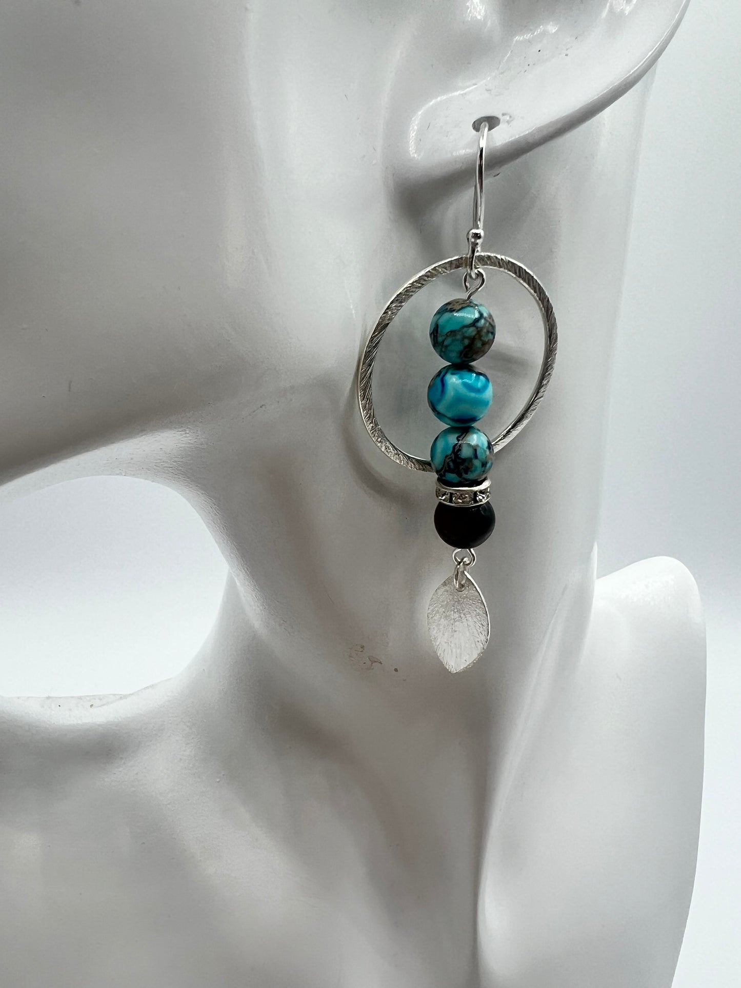 Silver Hoop with Stacked Imperial Jasper Gemstones