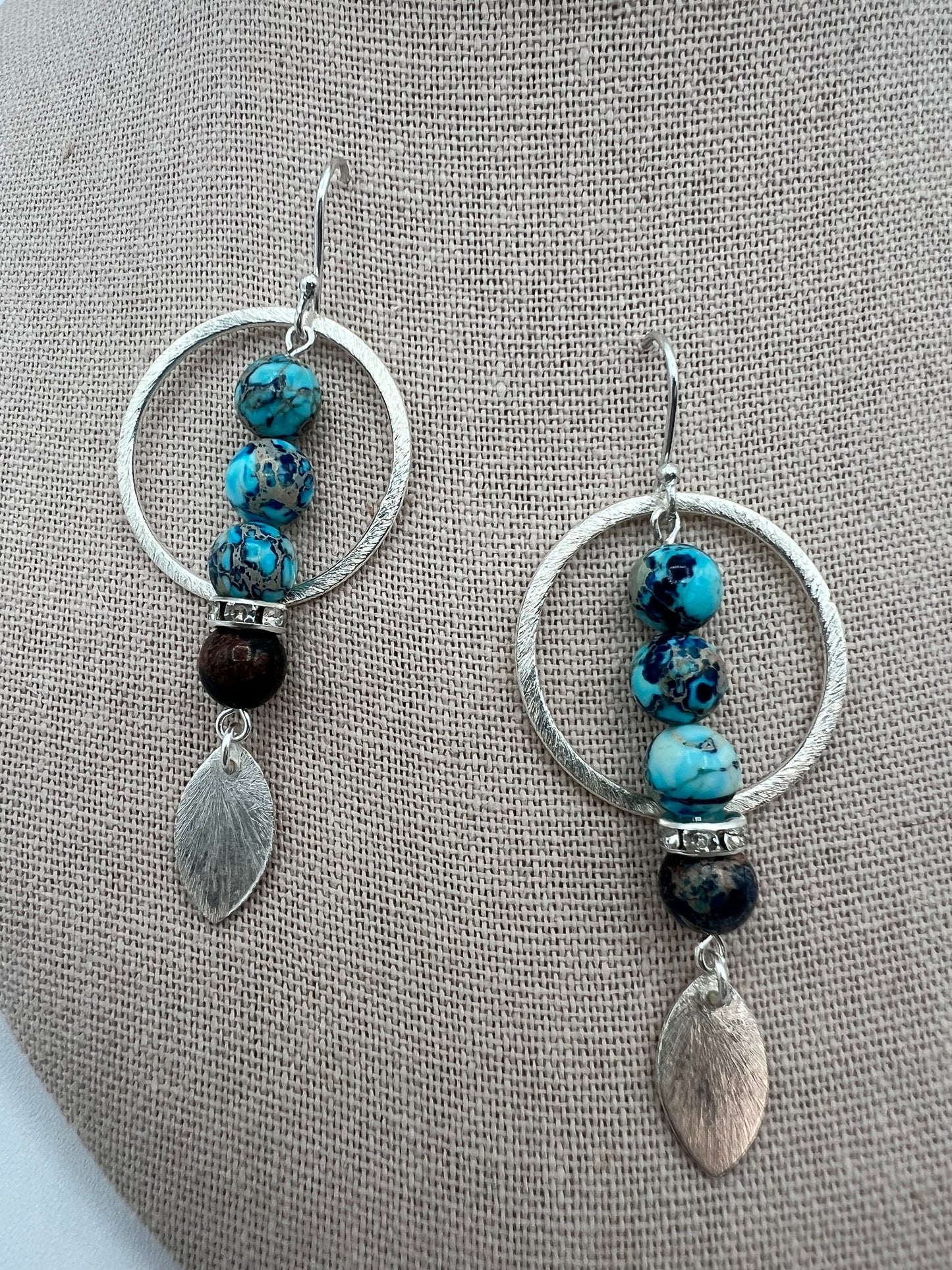 Silver Hoop with Stacked Imperial Jasper Gemstones