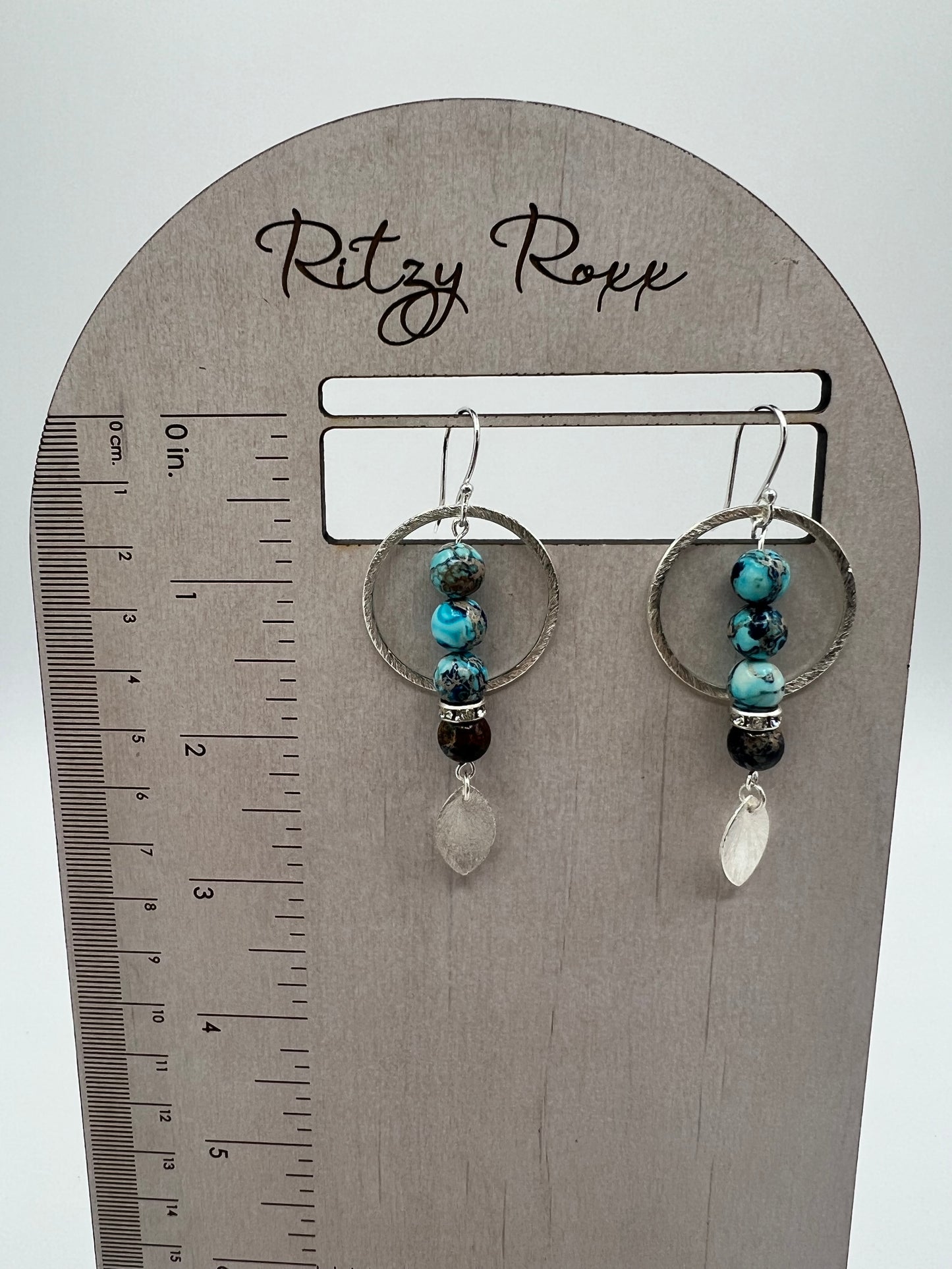 Silver Hoop with Stacked Imperial Jasper Gemstones