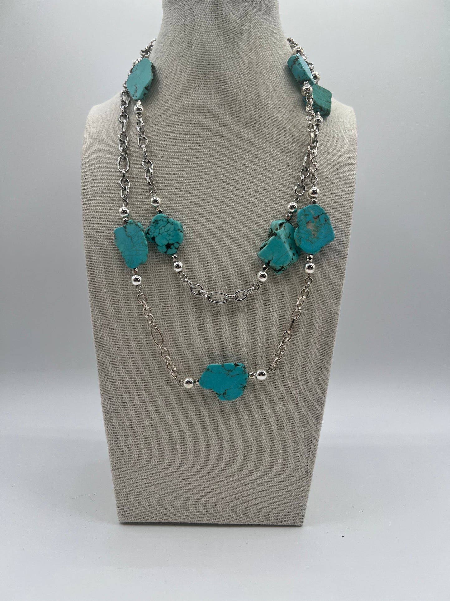 Gemstone Necklace with turquoise nuggets