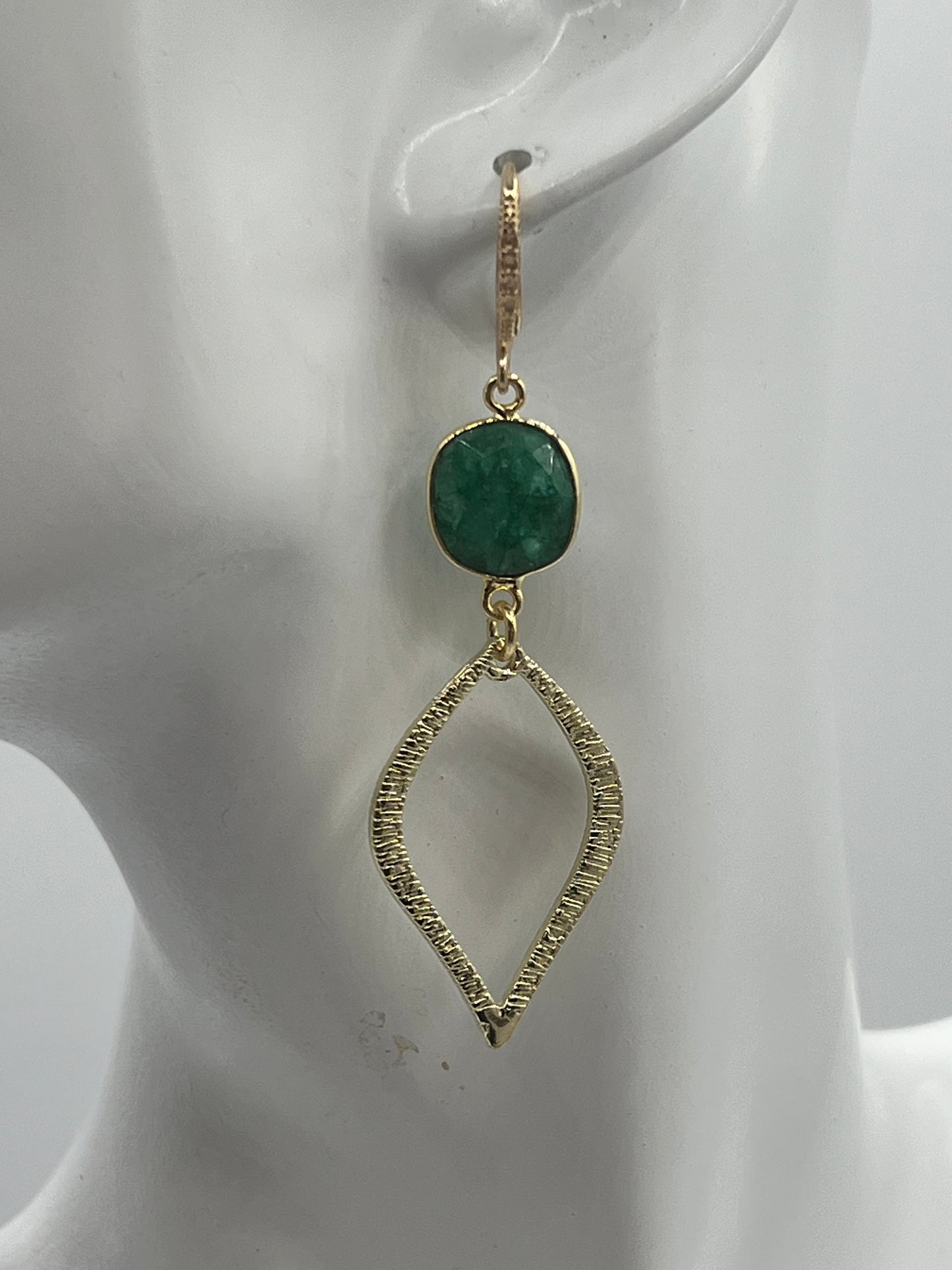 Gold Chain Necklace with Emerald Cushion Cut Stones.