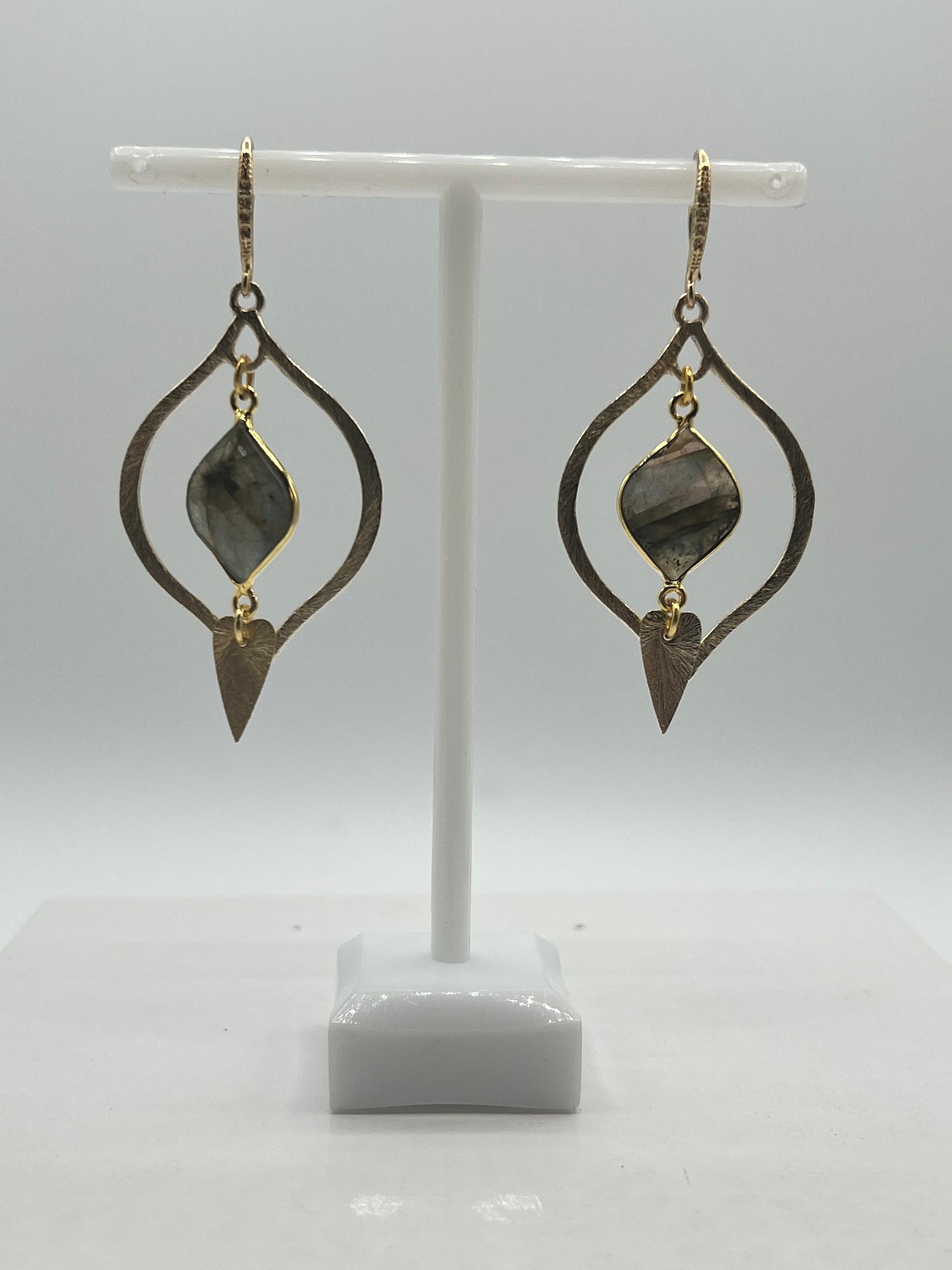 Gold Gemstone Earring a Marquis within a Marquis
